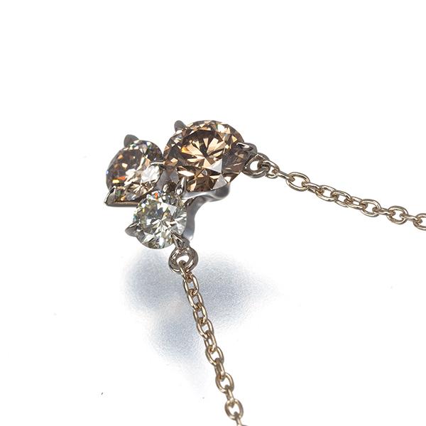 カシケイ ネックレス ブラウン ダイヤ ダイヤモンド 0.55ct ムク K18BG 