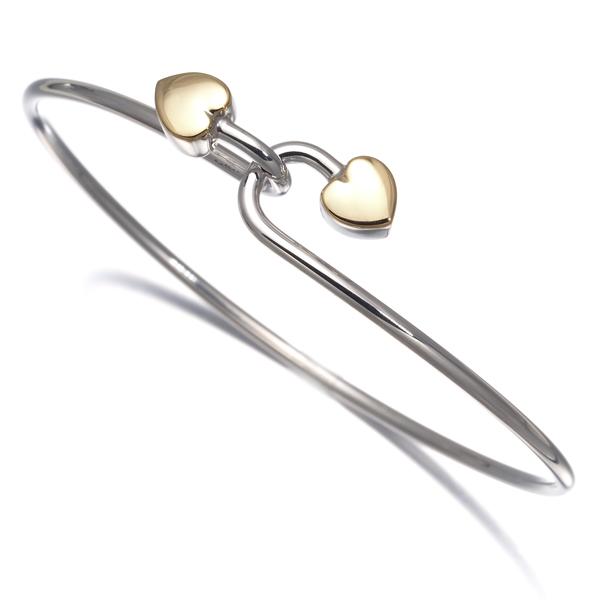 美品Tiffany & Co. ダブルオープンハート シルバーバングル 正規品 TIFFANY&Co.（ティファニー） ブレスレット ダブルハート フック