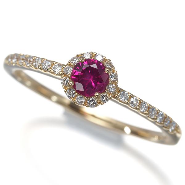 スタージュエリー リング ルビー ダイヤ ダイヤモンド 0.090ct ミニハロー 9号 K18YG 保証書 指輪 BLJ/GENJ | STAR JEWELRY | 06