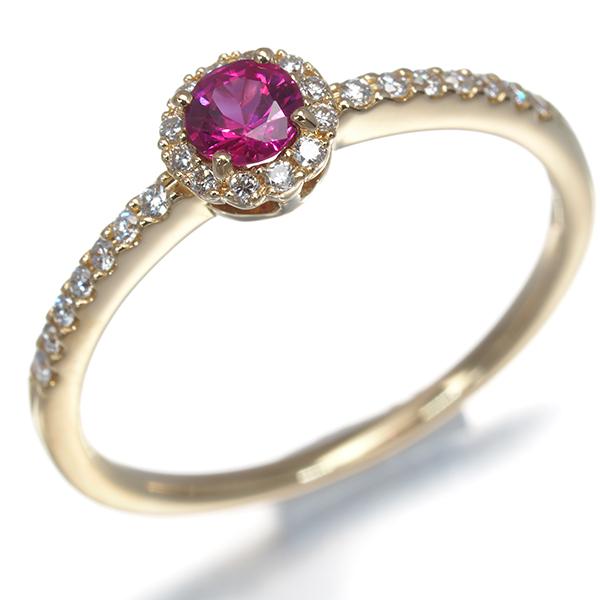 スタージュエリー リング ルビー ダイヤ ダイヤモンド 0.090ct ミニハロー 9号 K18YG 保証書 指輪 BLJ/GENJ | STAR JEWELRY | 01