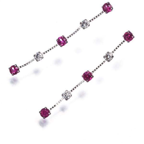 ルビー 0.54ct/0.54ct ダイヤ ダイヤモンド 0.25ct/0.25ct 揺れる