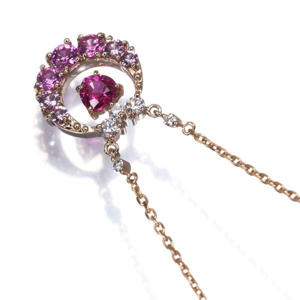スタージュエリー ネックレス ルビー ピンクサファイア ダイヤ ダイヤモンド 0.05ct ハート K18PG BLJ/GENJ | STAR JEWELRY | 01