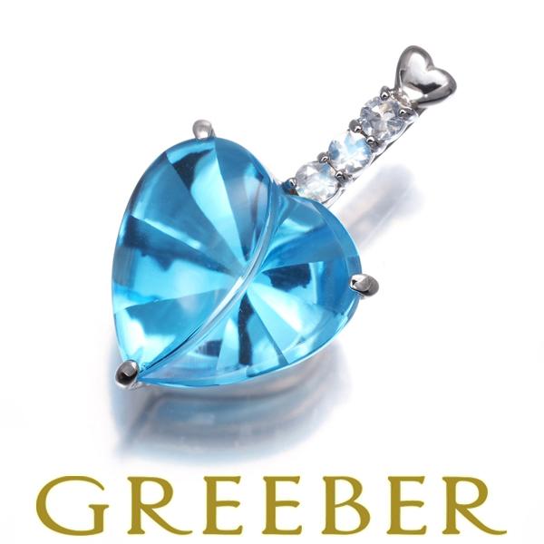 トパーズ 6.31ct ムーンストーン 0.10ct ハートシェイプ 特殊カット ペンダントトップ K18WG GENJ | 