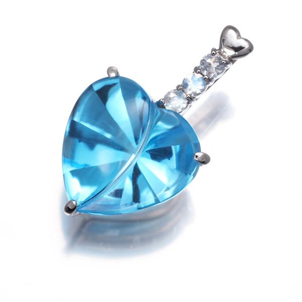 トパーズ 6.31ct ムーンストーン 0.10ct ハートシェイプ 特殊カット ペンダントトップ K18WG GENJ |  | 04
