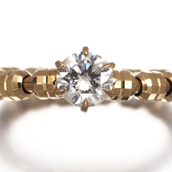 ダイヤ 0.515ct 一粒 カットボール フリーサイズ  リング K18YG  指輪 GENJ |  | 01