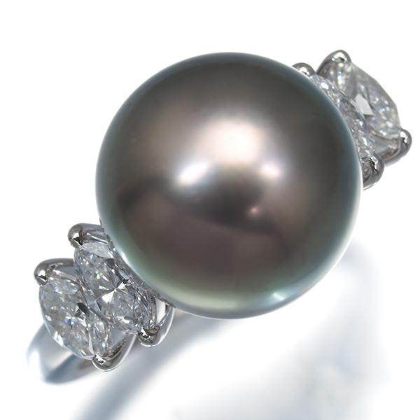 ミキモト リング ブラック パール 真珠 10.9mm ダイヤ ダイヤモンド 0.54ct 一粒 9号 Pt950 指輪 BLJ | MIKIMOTO | 01