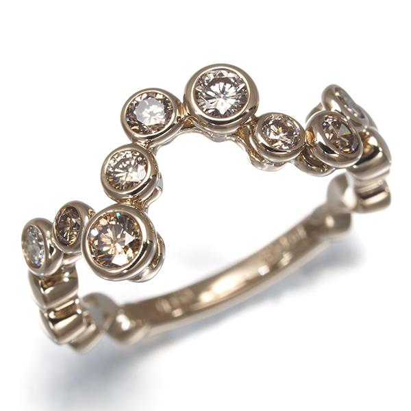 カシケイベゼルピンキーリング カシケイ リング ブラウン&クリア ダイヤ ダイヤモンド 0.40ct ベゼル