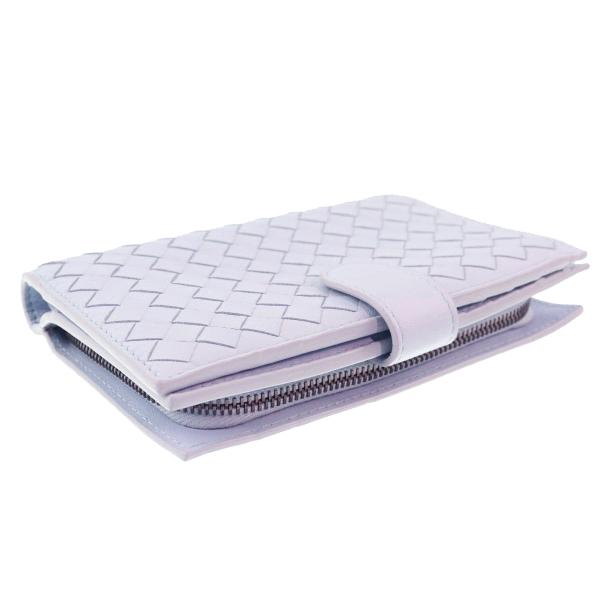 ボッテガ ヴェネタ イントレチャート 二つ折り財布 レザー ラベンダー  