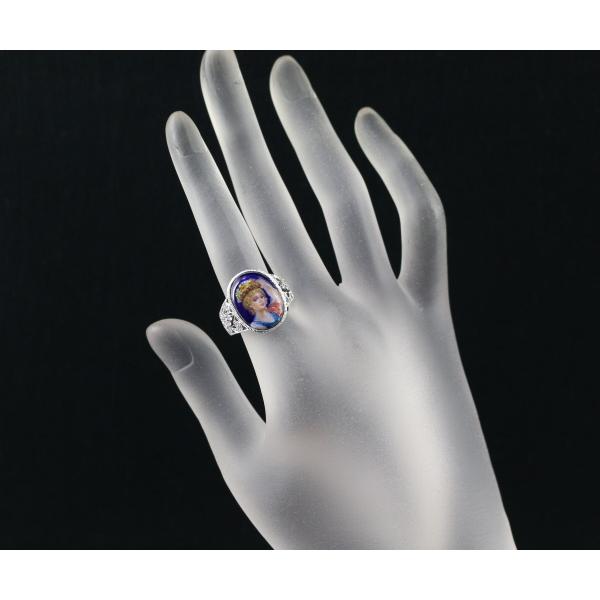 七宝 エマイユ ダイヤ ダイヤモンド 0.26ct 女性像 リング 指輪 K18WG 