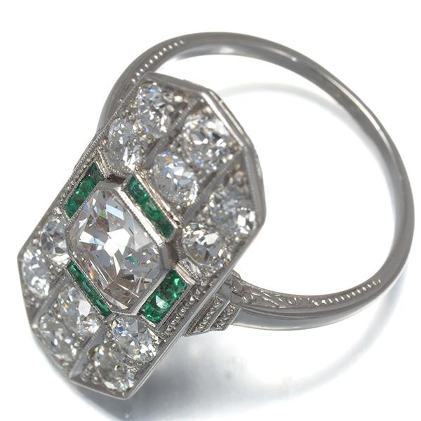 アンティーク ダイヤ ダイヤモンド エメラルド クラシック オールドカット ミルグレイン リング Pt850/プラチナ Diamond Ring 指輪 GENJ 限界値下げ品 |  | 03
