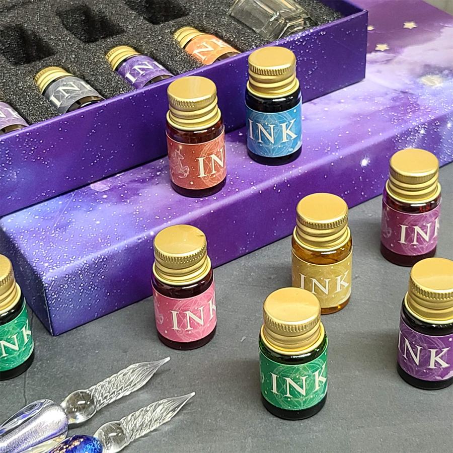 ガラスペン インク セット ペン置き ガラスディップペン プレゼント ガラスペン セット ガラスディップペン インク つけペン 硝子