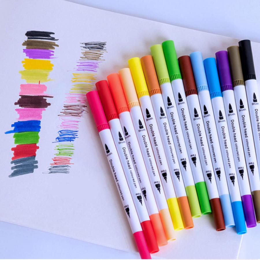 着後レビューで 水彩毛筆 100色セット 筆ペン カラーペン 水性 細字 太字 プレゼント 大人の塗り絵 イラスト アートマーカー 子供 お絵かき カリグラフィー Fleckscore Com