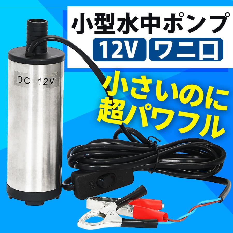 水中ポンプ 小型 12V ステンレス製 丈夫 海水対応 ワニ口クリップ ３ｍケーブル 手元スイッチ ポイント消化｜greedtown