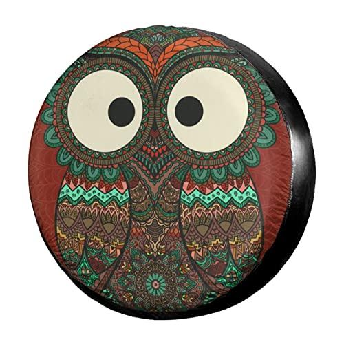 ジープRVトレーラーSUVトラックおよび多くの車両用のDelerain Owlスペアタイヤカバー、ホイールカバーサンプロテクター防水 (直径