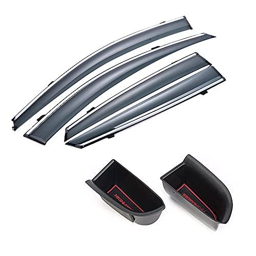 ハイランダー用ベスル・フィット20142019テープ・オン・ウィンドウウインドデフレクタークロームトリムレインガードベントバイザーシールド