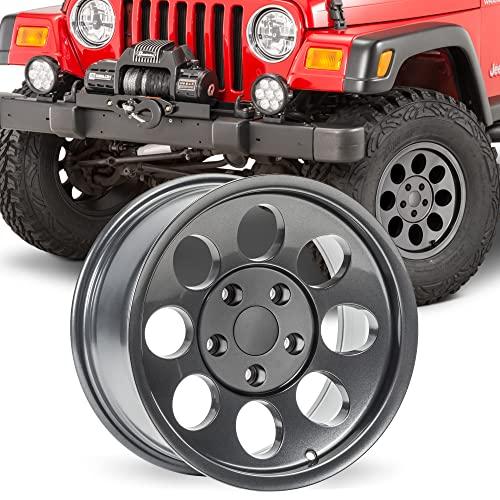 Quadratec Baja Xtreme II 16インチ合金ホイール、ガンメタルグレー5 x 4.5ボルトパターン、4.5インチバック