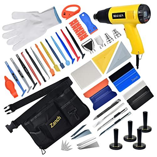 Zanch Vinyl Wrap Tool Kit Car Wrap kit W/LCD Heat Gun、マルチポケットオーガナイザーカー