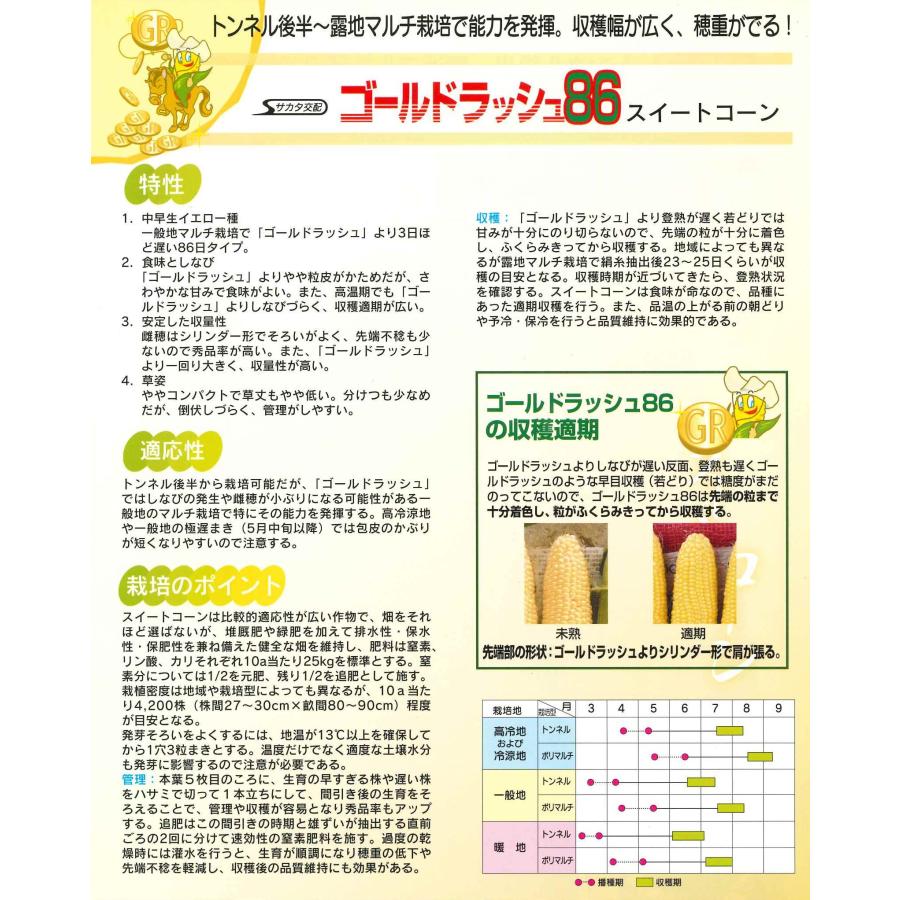 サカタのタネ（サカタノタネ） とうもろこし ゴールドラッシュ86 200粒