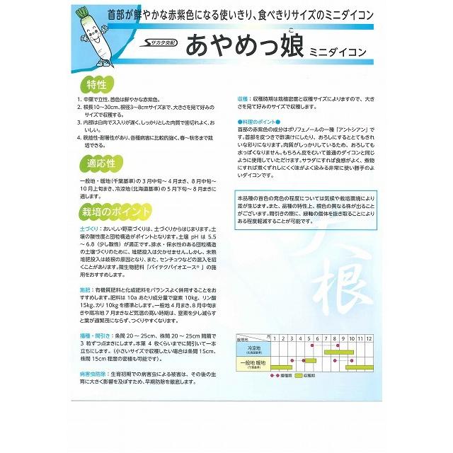 ミニ大根 あやめっ娘 ｍｌ サカタのタネ グリーンロフトネモト 通販 Yahoo ショッピング