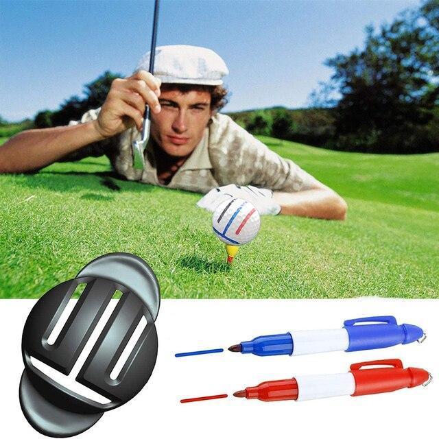 2つのマーカーペンを備えたポータブルゴルフボールラインライナー耐久性のあるゴルフボールマーキングアライメントツール簡単な操作xr-hot｜green-natural｜08
