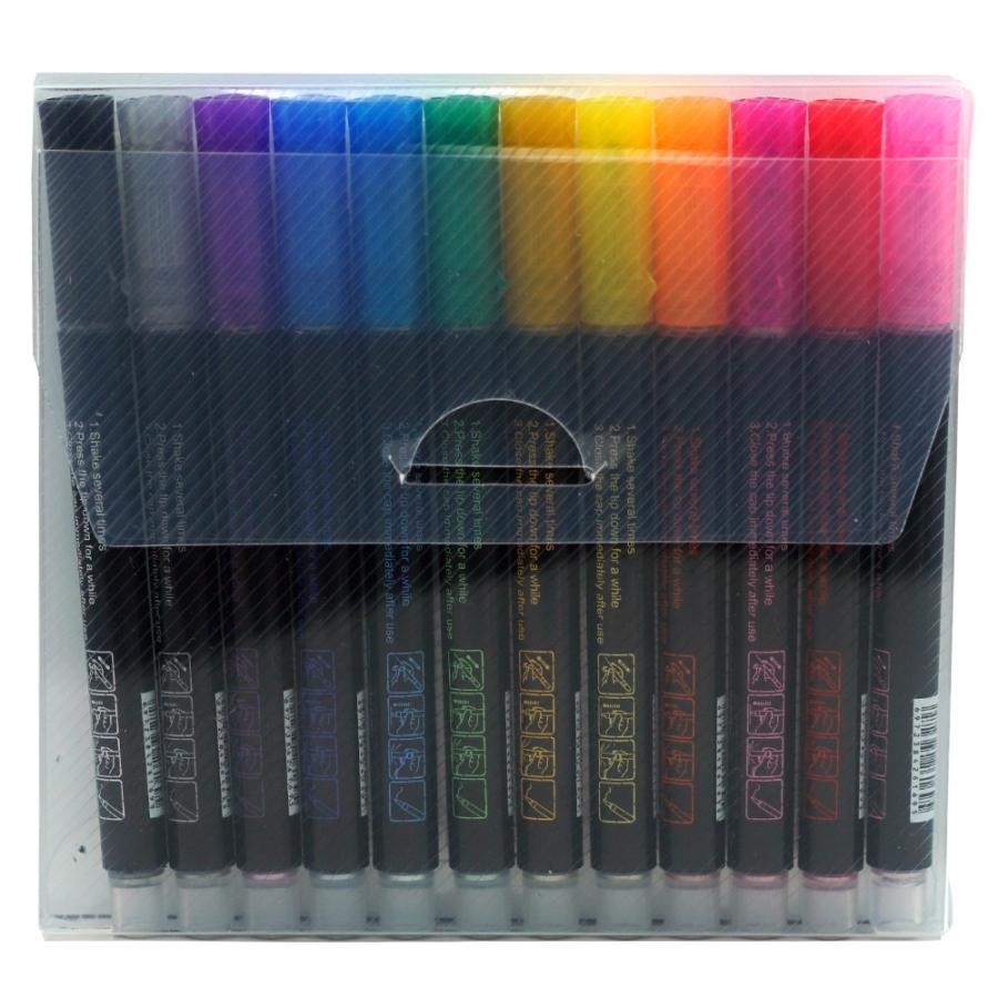 ふちどり風文字が書ける アウトラインペン 12色セット 内枠 メタリック