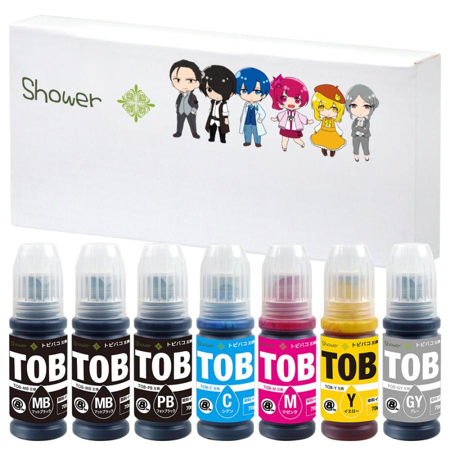 エプソン（EPSON） TOB(顔料MB×2/PB/C/M/Y/GY) 7本セット エプソン用 互換インクボトル TOB-MB TOB-PB ...