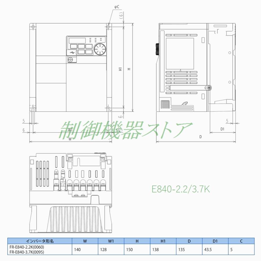 三菱電機 FR-E840-3.7K-1 三相400v 適用モータ容量:3.7kw 標準 三菱電機 FR-E840-3.7K-1 三相400v 適用モータ容量:3.7kw 標準