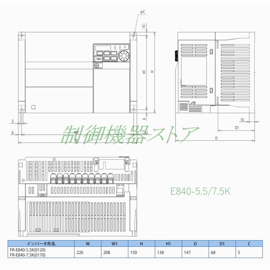三菱電機 FR-E840-5.5K-1 三相400v 適用モータ容量:5.5kw 標準 三菱電機 FR-E840-5.5K-1 三相400v 適用モータ容量:5.5kw 標準