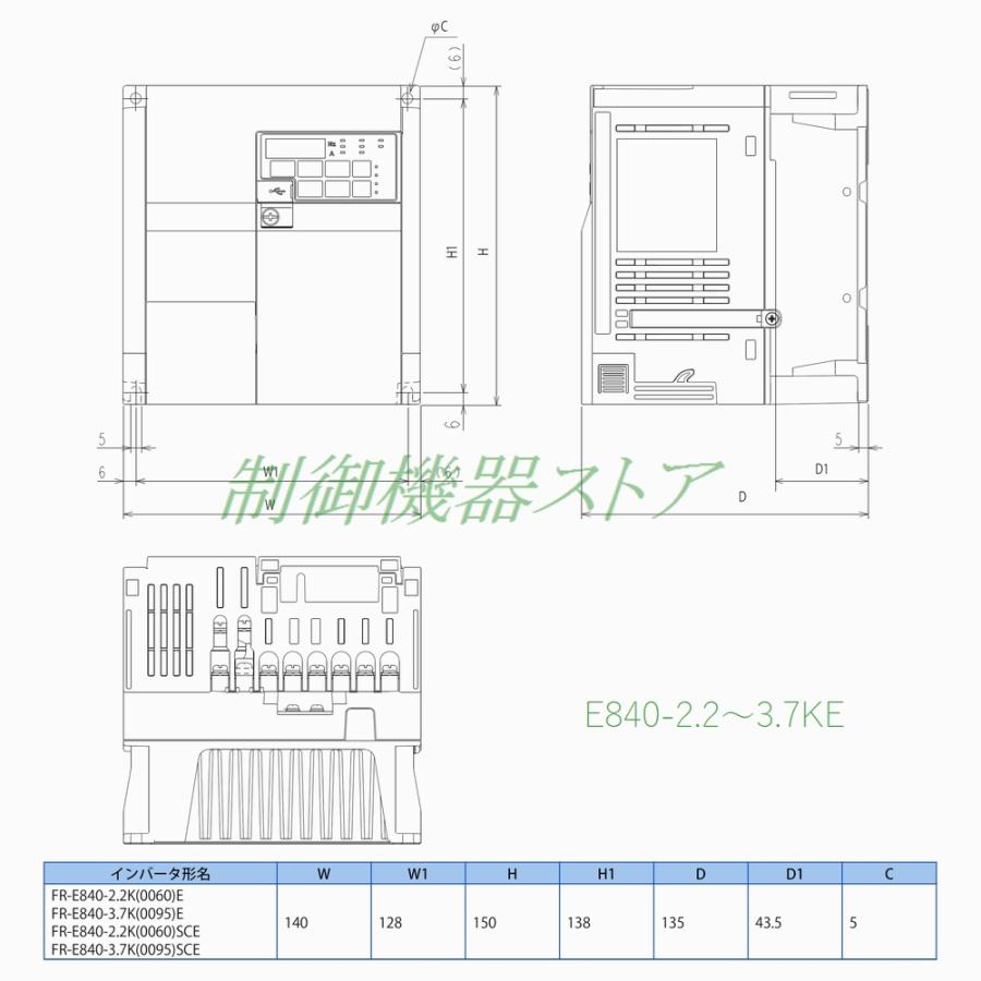 [納期未定]　FR-E840-2.2KEPA　三相400v　適用モータ容量:2.2kw　Ethernet仕様　三菱電機　汎用インバータ