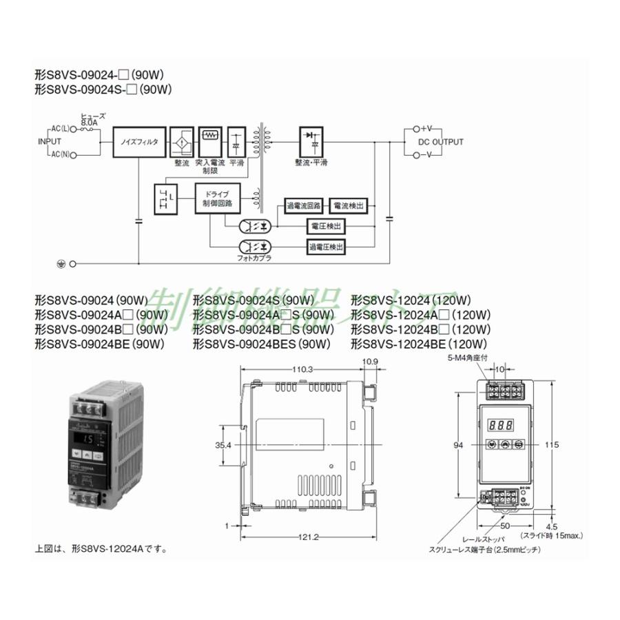 オムロン（OMRON） S8VS-09024 AC100/200v入力 DC24v出力 90w 表示