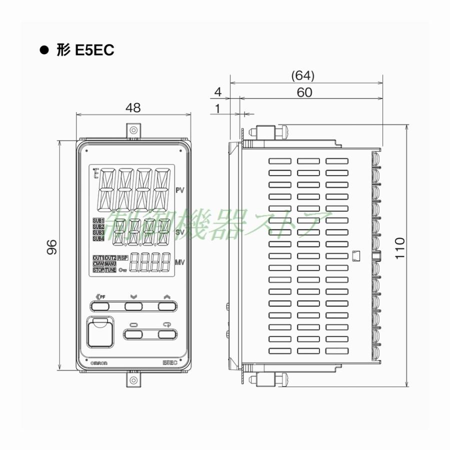 電圧出力(SSR)　補助出力:2点　故障検出:1点　AC100-240v電源　フルマルチ入力　通信:RS-485　イベント:2点　請求書　領収書可能　E5EC-QX2ASM-008　オムロン　温度調節器