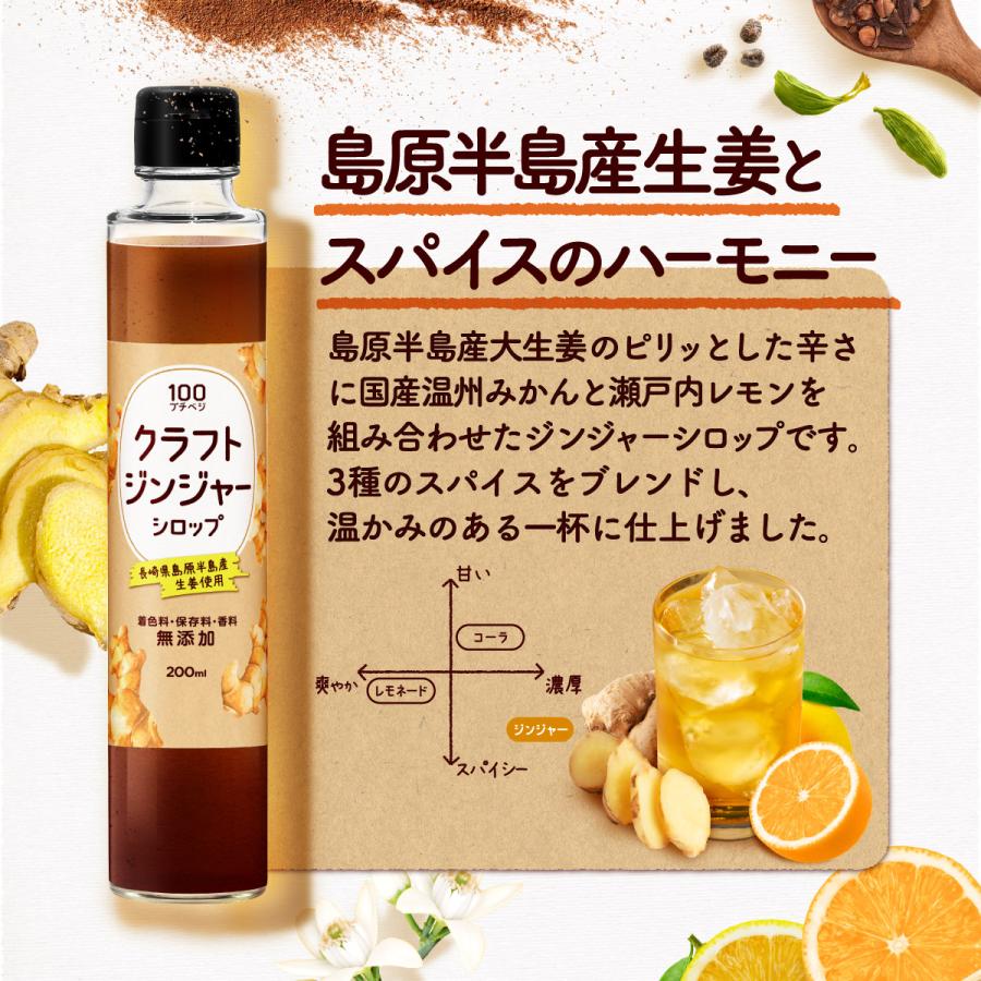 プチベジ クラフトシロップ ジンジャーシロップ クラフトコーラ レモネードベース 選べる3種類 食物繊維 オリゴ糖 無添加 国産果実 生姜 しょうが湯 | プチベジ | 09