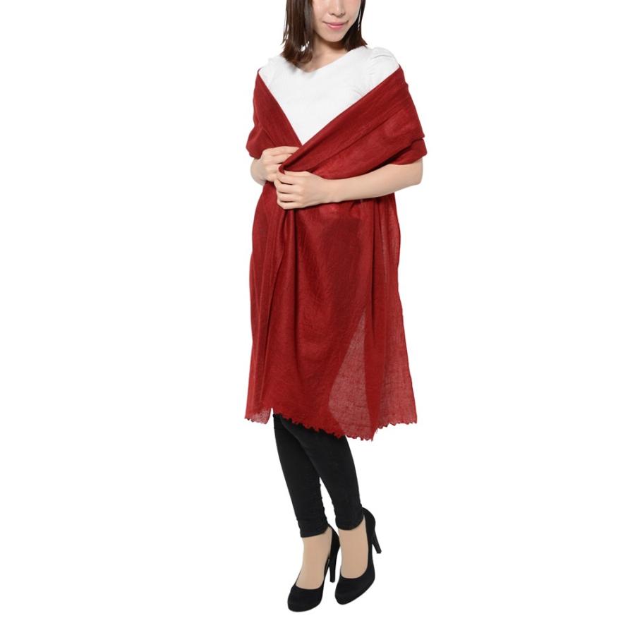 カシミヤ ストール マフラー パシュミナ インド カシミール産 大判 薄手 カシミア100％ レディース  レッド プレゼント 高級ストール 送料無料 1点ものの画像