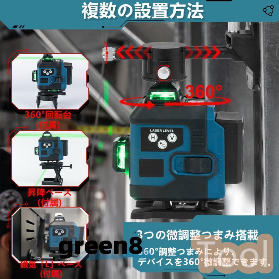 レーザー墨出し器水平器4x360°グリーンレーザー16ライン高輝度25 