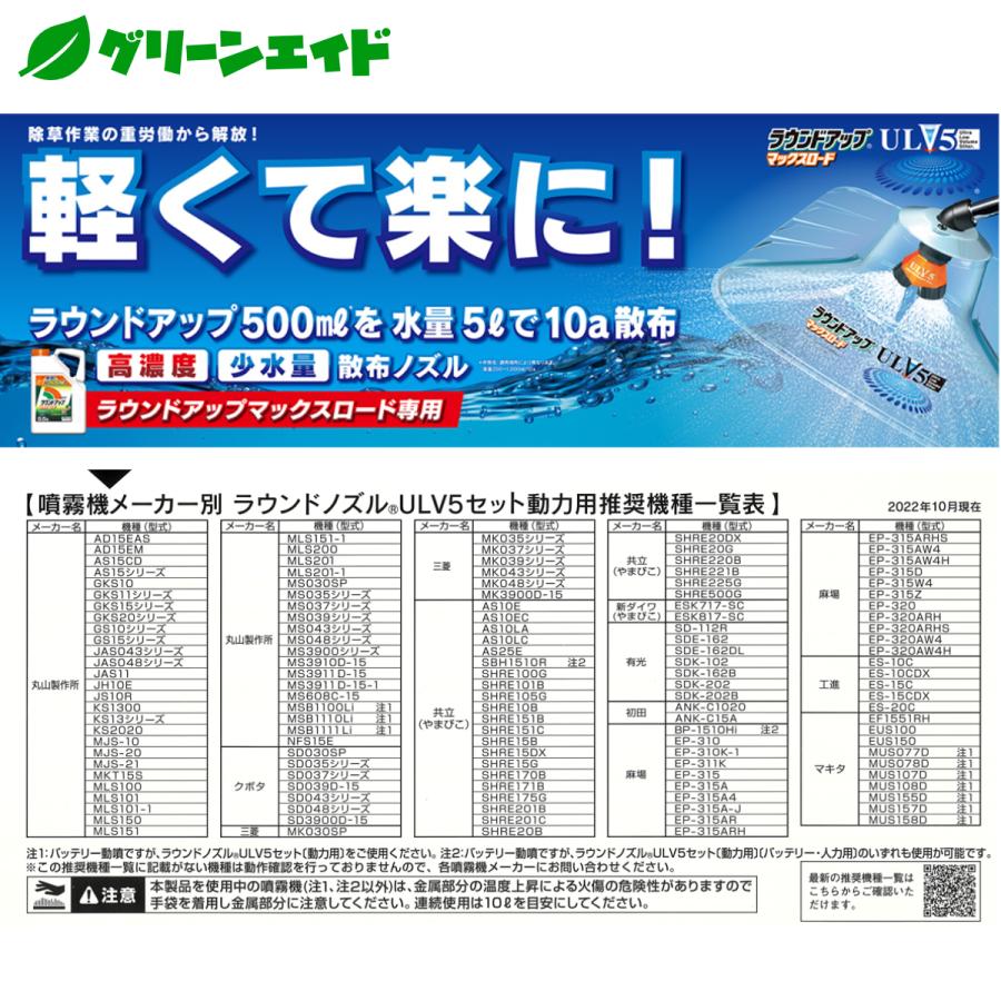 散布ノズル ラウンドノズル　ULV5セット （動力用） ヤマホ工業 除草 専用ノズル ラウンドアップ 省力化 ドリフト軽減 |  | 01