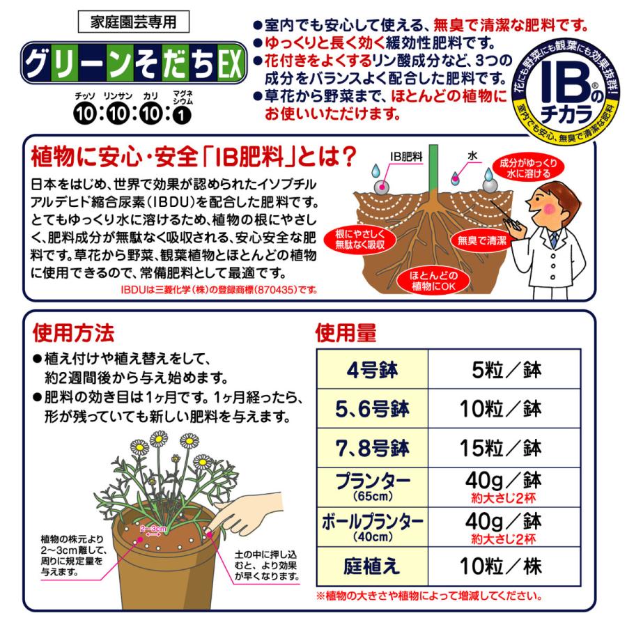 肥料 定番 グリーンそだちＥＸ ＩＢのチカラ 500g 花ごころ ガーデニング 園芸 ビギナー向け 初心者向け |  | 01