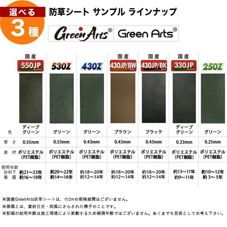 選べる3種サンプル】GreenArts防草シートから3種選べる 550JP 530Z