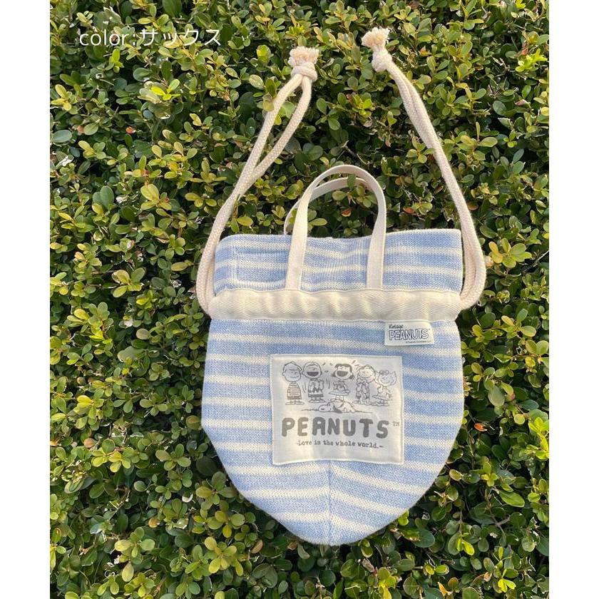 【日本製】スヌーピーSNOOPY Border Pattern Drawstring Mini Bag(FAMILY)｜greenbowl｜07