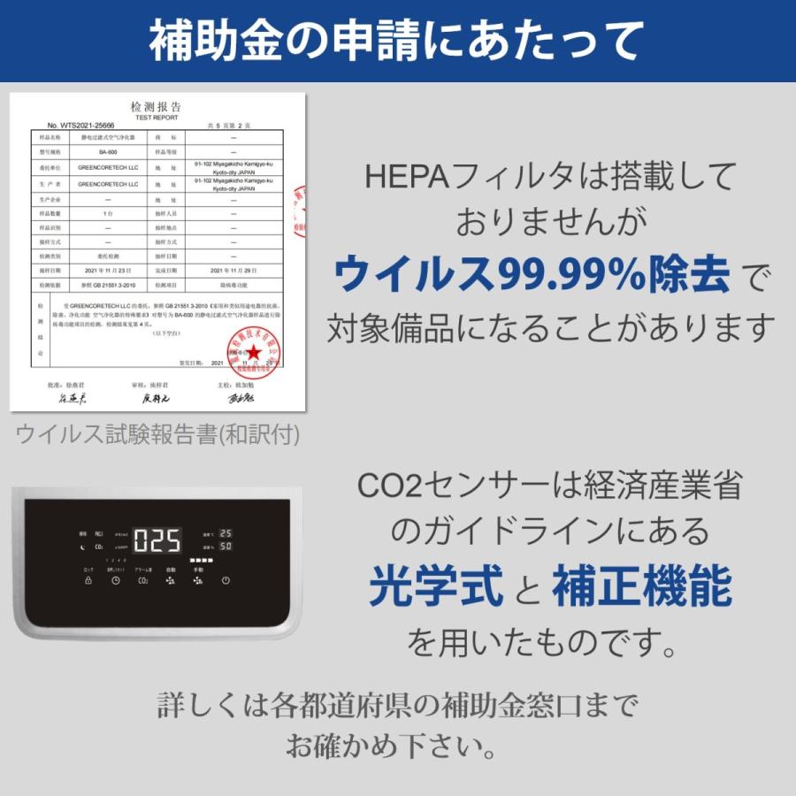 ベルエール BA-600 ダブルセンサー（Co2センサー、PM2.5センサー）搭載　静電気フィルタ式空気清浄機（消費税・送料込） |  | 07