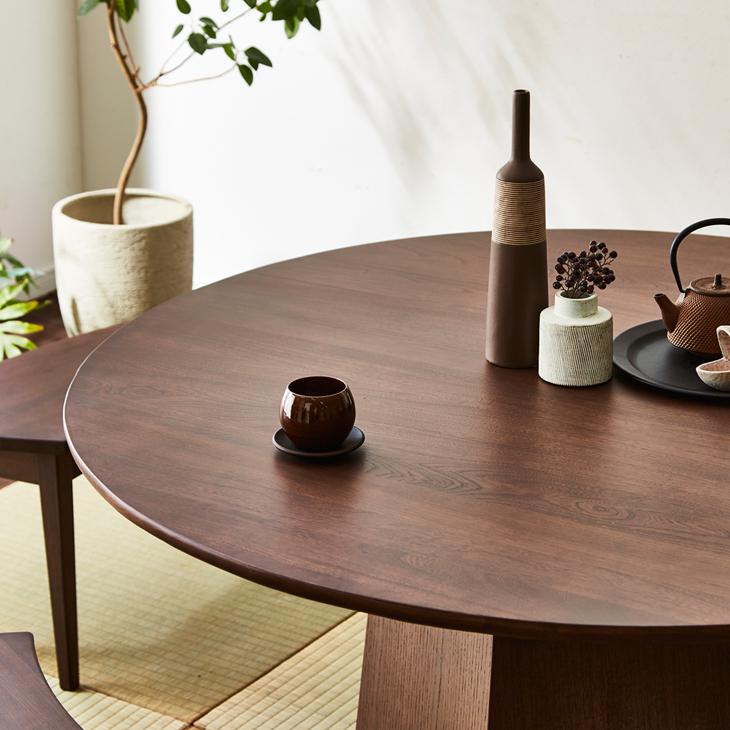 【２点セット】 ダイニングセット ダイニングテーブルセット 4点セット 円形 135cm 丸テーブル 円卓 ダイニングテーブル ベンチ 無垢 木製 ブラウン 【A1545013141】(54522円)