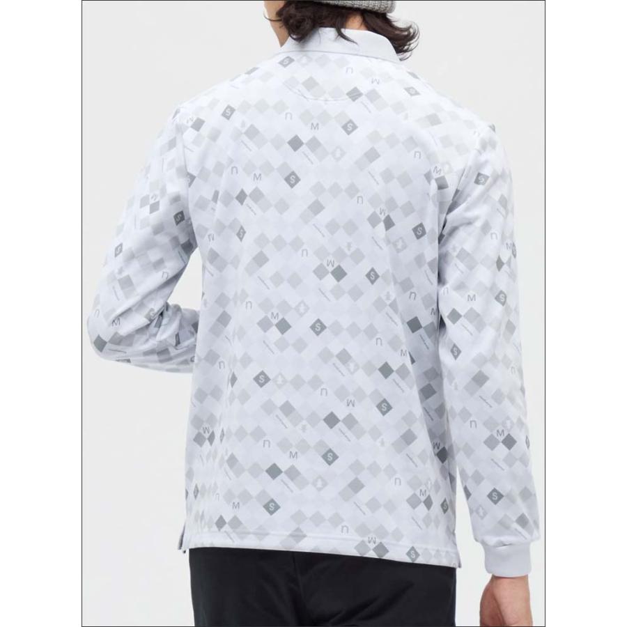 【マンシングウェアゴルフ】人気ジャガード総柄 長袖ゴルフニットジャケットL 白 Munsingwear ロゴインターシャクルーネックセーター 25FW
