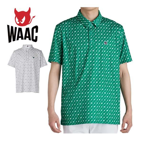 WAAC 総柄 ミニワッキースムース 半袖 ポロシャツ ゴルフウェア メンズ 