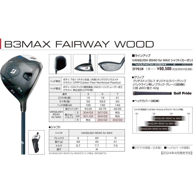 ブリヂストンゴルフ B3 MAX フェアウェイウッド VANQUISH BS40 for MAX シャフト_2