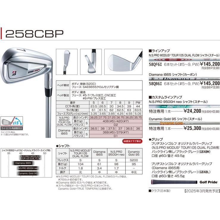 特注カスタムクラブ ブリヂストンゴルフ TOUR B 258CBP アイアン 5本セット[＃6-P] N.S.PRO 750GH neo シャフト_6