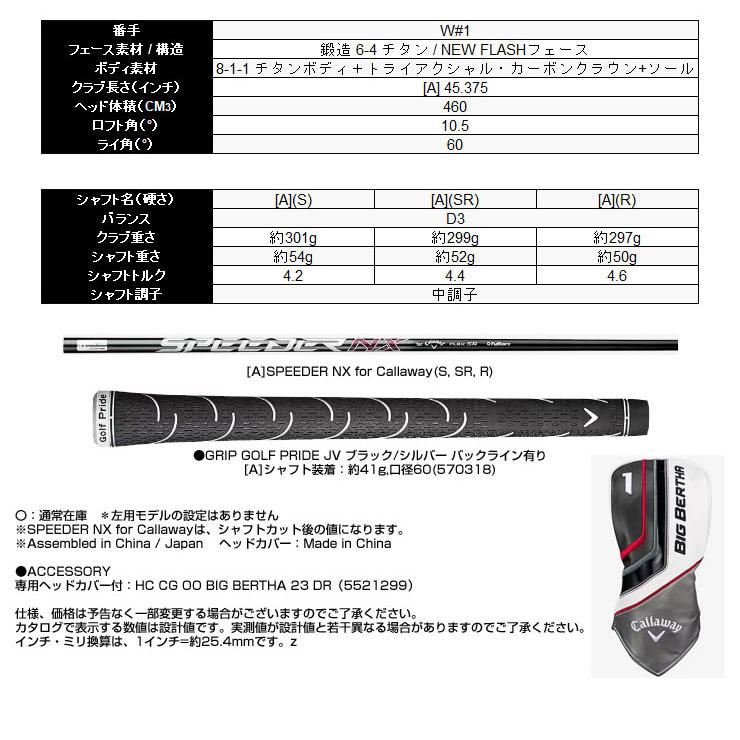 特注カスタムクラブ キャロウェイ BIG BERTHA 23 ドライバー SPEEDER NX for Callaway シャフト[Black/Red]｜greenfil｜04