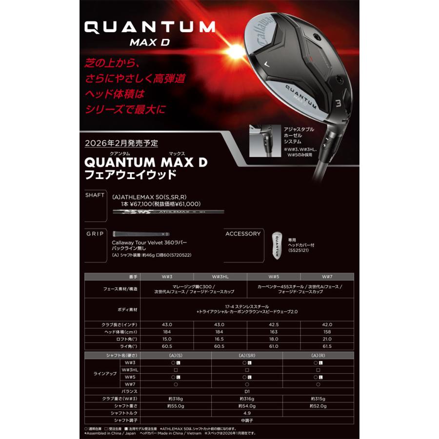 30％OFFクーポン発行 特注カスタムクラブ キャロウェイ QUANTUM MAX D フェアウェイウッド ウィメンズ仕様 グラファイト ツアーAD F シャフト_3