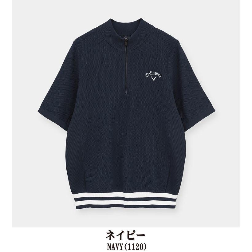 Callaway（キャロウェイ） カノコ編み ハーフジップ モックネック 半袖