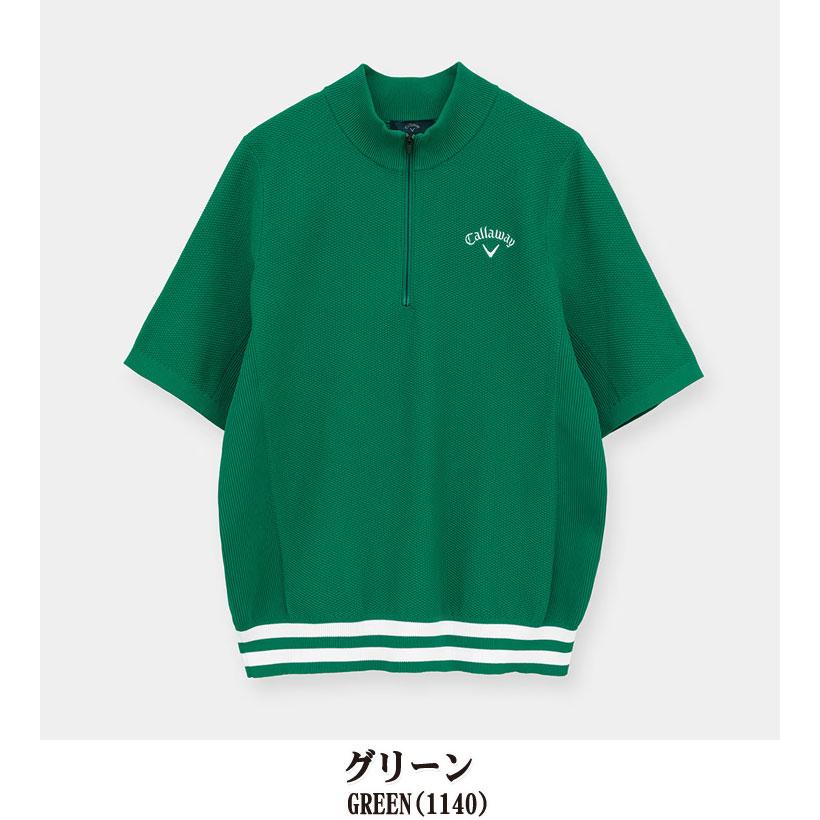 Callaway（キャロウェイ） カノコ編み ハーフジップ モックネック 半袖
