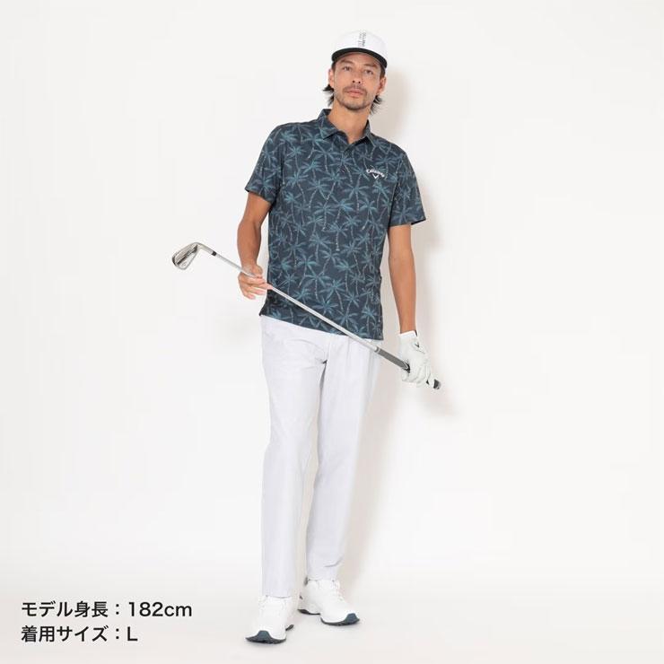 Callaway（キャロウェイ） -3℃裏クール ヤシの木総柄 半袖 ポロシャツ