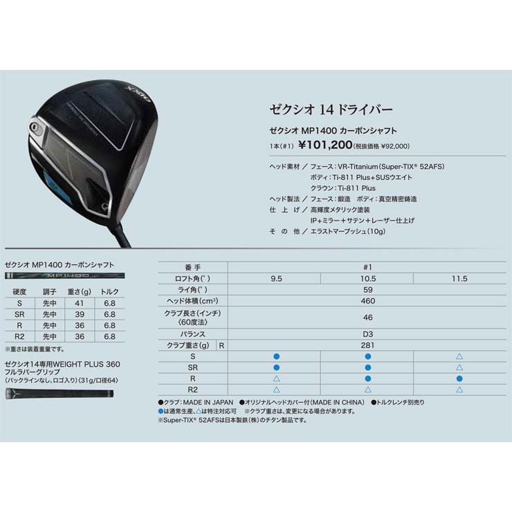 XXIO ゼクシオ 14 ドライバー MP1400 カーボンシャフト : ゴルフプラザ